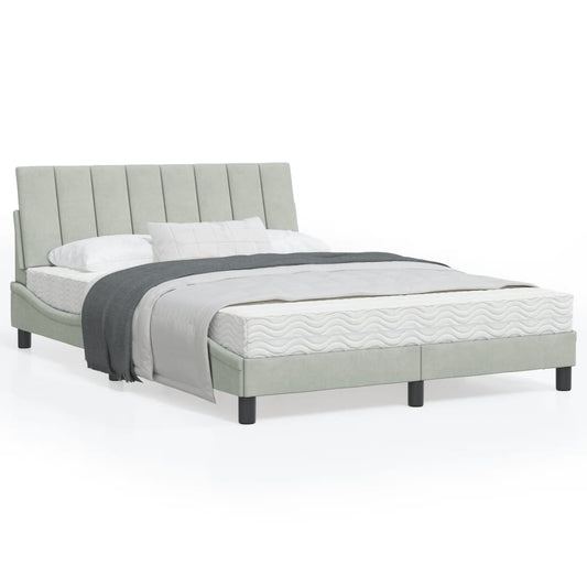 Letto con Materasso Hanko Grigio Chiaro 120x200 cm in Velluto