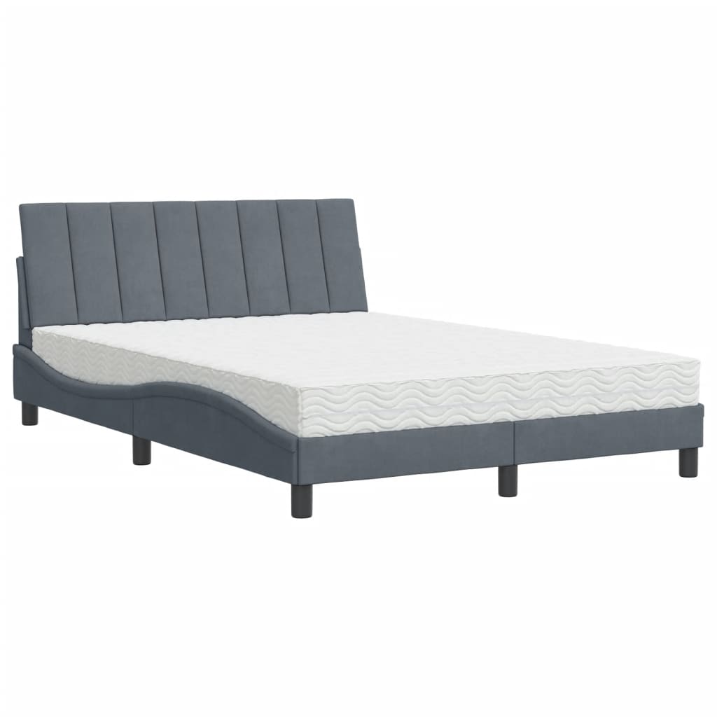 Letto con Materasso Hanko Grigio Scuro 120x200 cm in Velluto