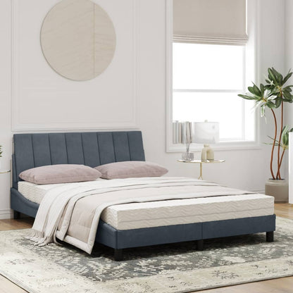 Letto con Materasso Hanko Grigio Scuro 120x200 cm in Velluto