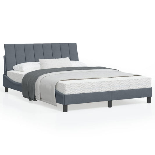 Letto con Materasso Hanko Grigio Scuro 120x200 cm in Velluto