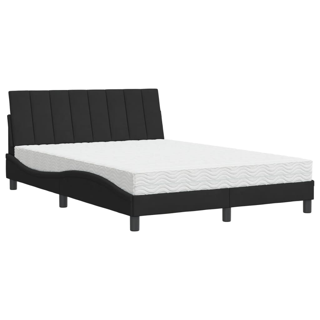 Letto con Materasso Hanko Nero 120x200 cm in Velluto