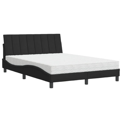 Letto con Materasso Hanko Nero 120x200 cm in Velluto