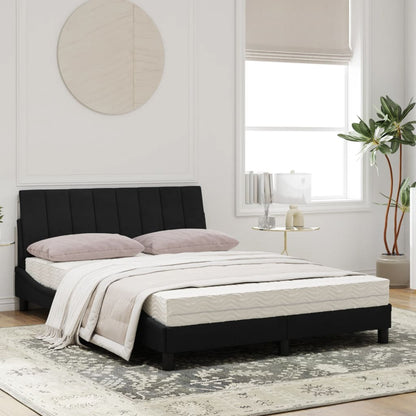 Letto con Materasso Hanko Nero 120x200 cm in Velluto