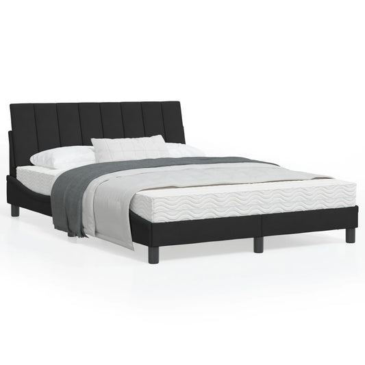 Letto con Materasso Hanko Nero 120x200 cm in Velluto