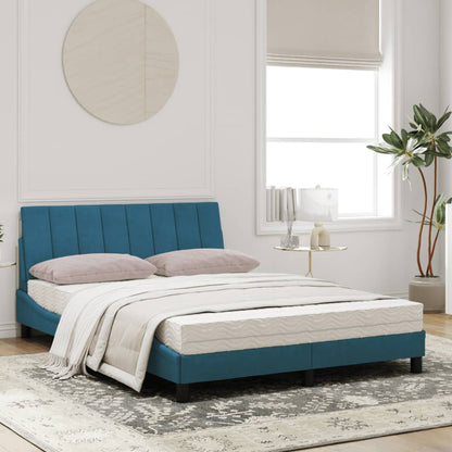 Letto con Materasso Hanko Blu 120x200 cm in Velluto
