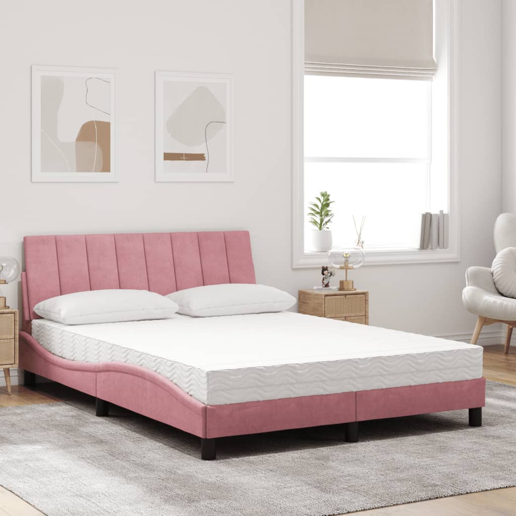 Letto con Materasso Hanko Rosa 120x200 cm in Velluto | homemem39