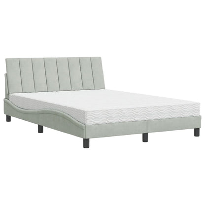 Letto con Materasso Hanko Grigio Chiaro 140x190 cm in Velluto - homemem39