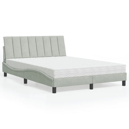 Letto con Materasso Hanko Grigio Chiaro 140x190 cm in Velluto - homemem39