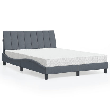 Letto con Materasso Hanko Grigio Scuro 140x190 cm in Velluto - homemem39