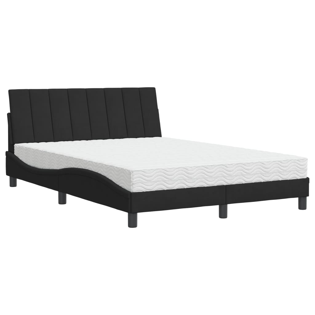 Letto con Materasso Hanko Nero 140x190 cm in Velluto - homemem39