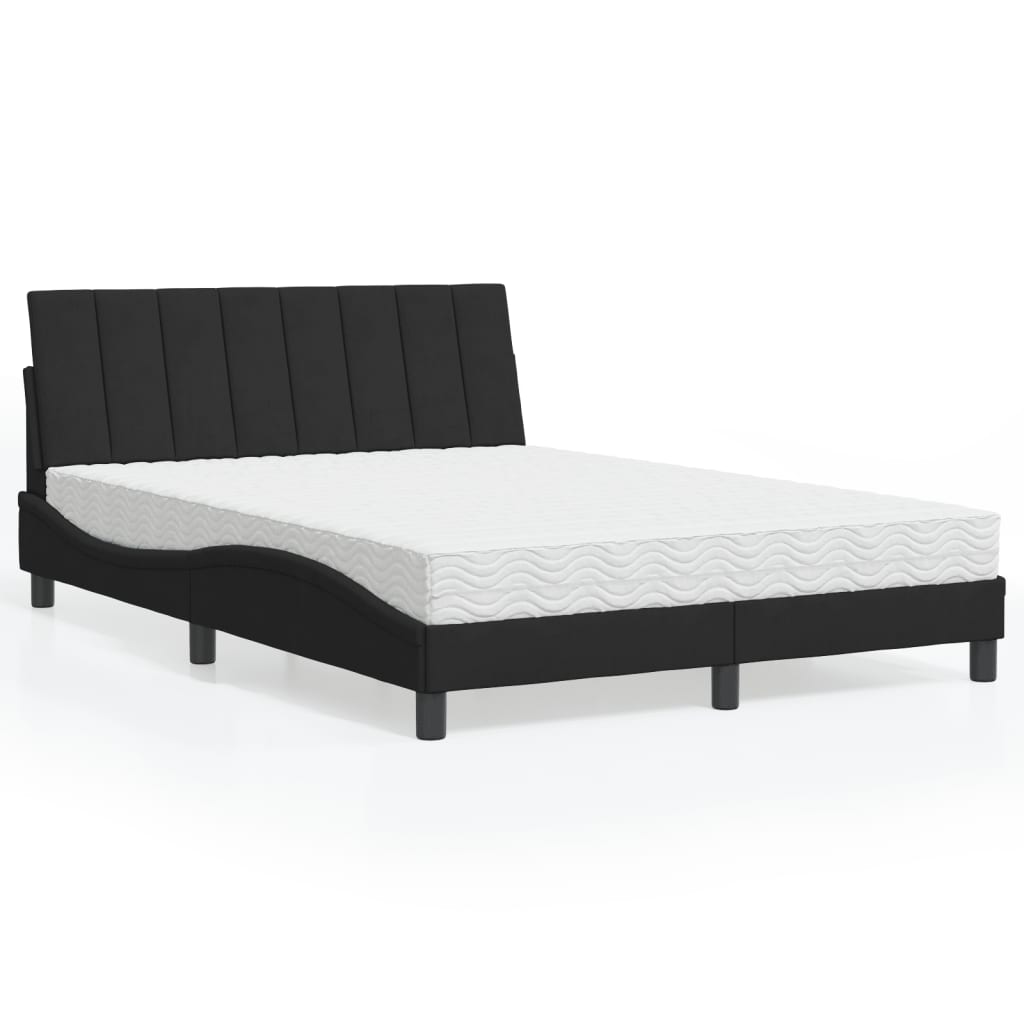 Letto con Materasso Hanko Nero 140x190 cm in Velluto - homemem39