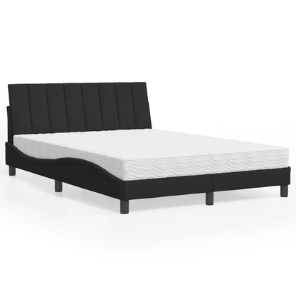 Letto con Materasso Hanko Nero 140x190 cm in Velluto - homemem39