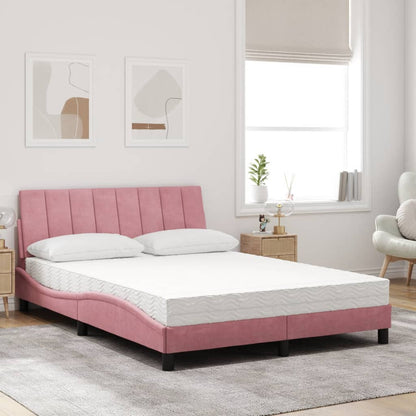Letto con Materasso Hanko Rosa 140x190 cm in Velluto | homemem39