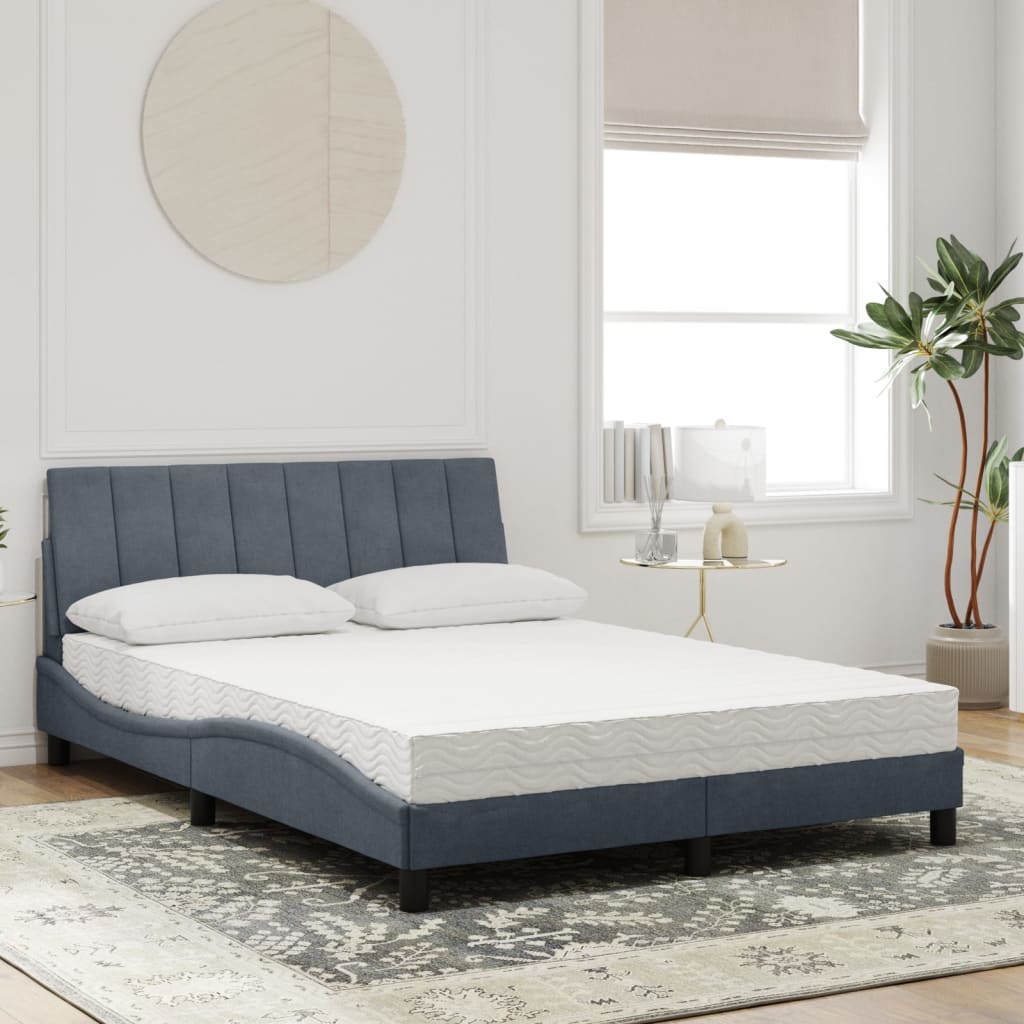 Letto con Materasso Hanko Grigio Scuro 140x200 cm in Velluto - homemem39