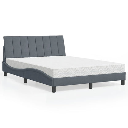 Letto con Materasso Hanko Grigio Scuro 140x200 cm in Velluto - homemem39