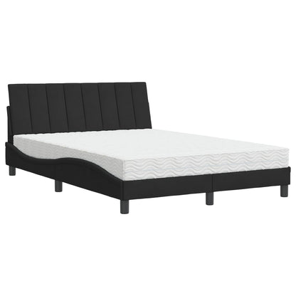 Letto con Materasso Hanko Nero 140x200 cm in Velluto - homemem39