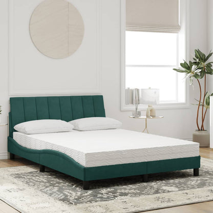 Letto con Materasso Hanko Verde Scuro 140x200 cm in Velluto - homemem39
