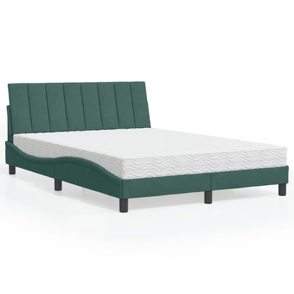 Letto con Materasso Hanko Verde Scuro 140x200 cm in Velluto - homemem39