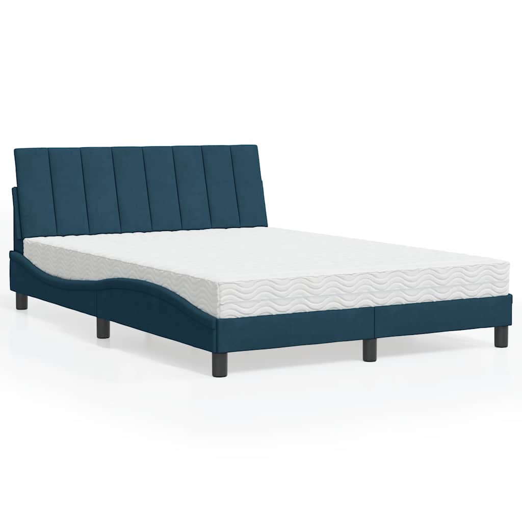 Letto con Materasso Hanko Blu 140x200 cm in Velluto | homemem39