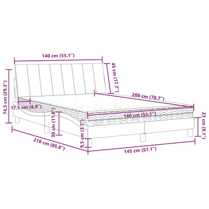 Letto con Materasso Hanko Blu 140x200 cm in Velluto | homemem39
