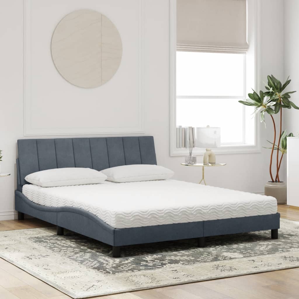 Letto con Materasso Hanko Grigio Scuro 160x200 cm in Velluto - homemem39