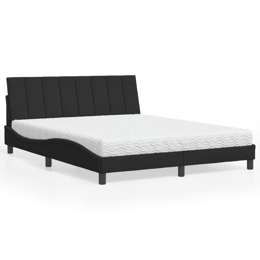 Letto con Materasso Hanko Nero 160x200 cm in Velluto - homemem39