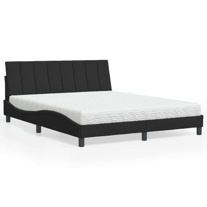 Letto con Materasso Hanko Nero 160x200 cm in Velluto - homemem39