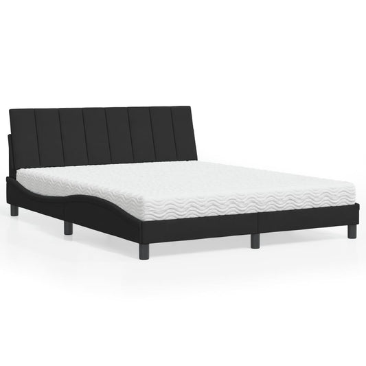 Letto con Materasso Hanko Nero 160x200 cm in Velluto - homemem39