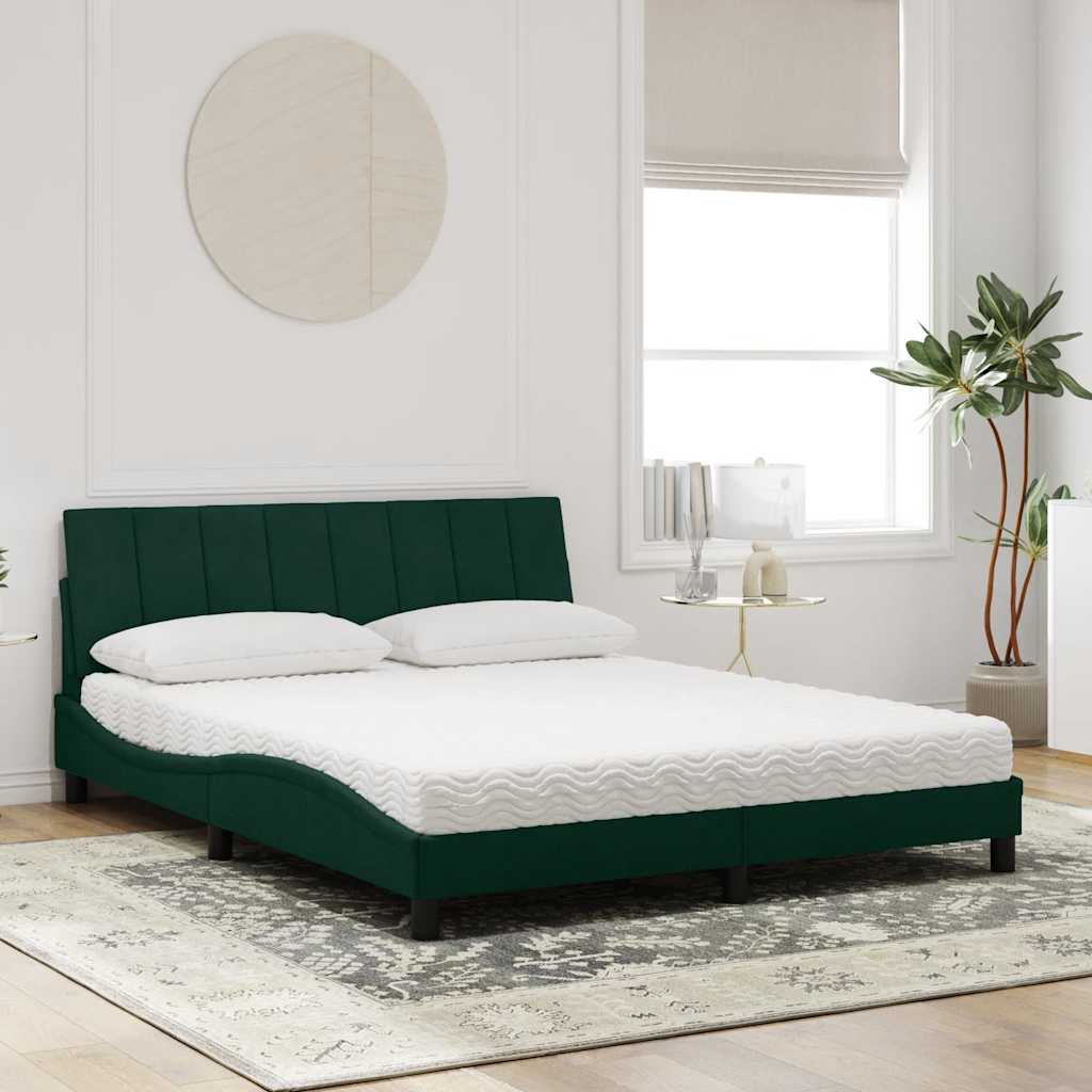 Letto con Materasso Hanko Verde Scuro 160x200 cm in Velluto | homemem39