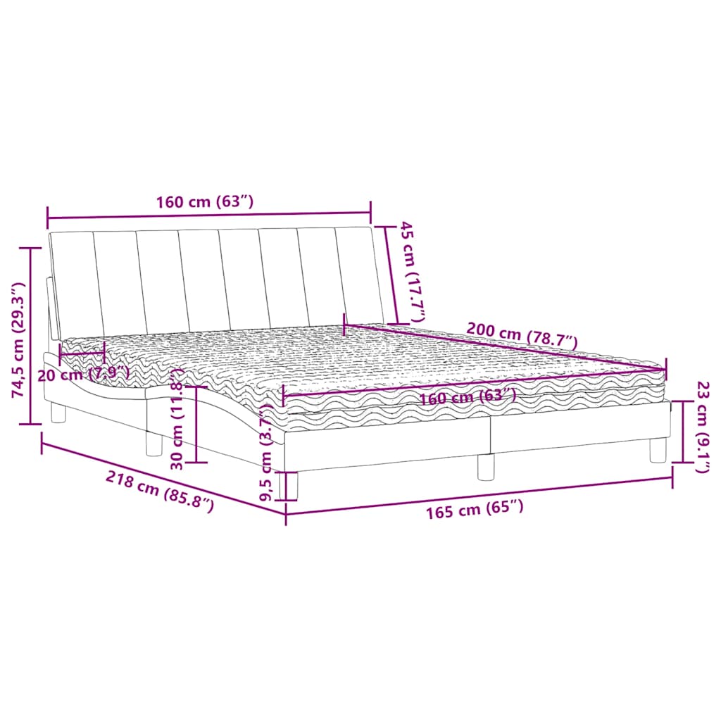 Letto con Materasso Hanko Verde Scuro 160x200 cm in Velluto | homemem39