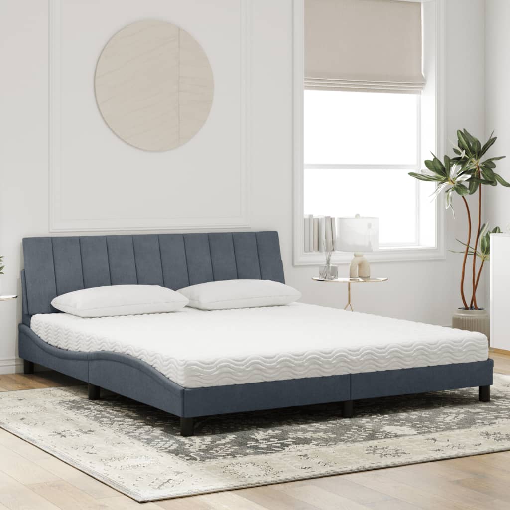 Letto con Materasso Hanko Grigio Scuro 180x200 cm in Velluto - homemem39