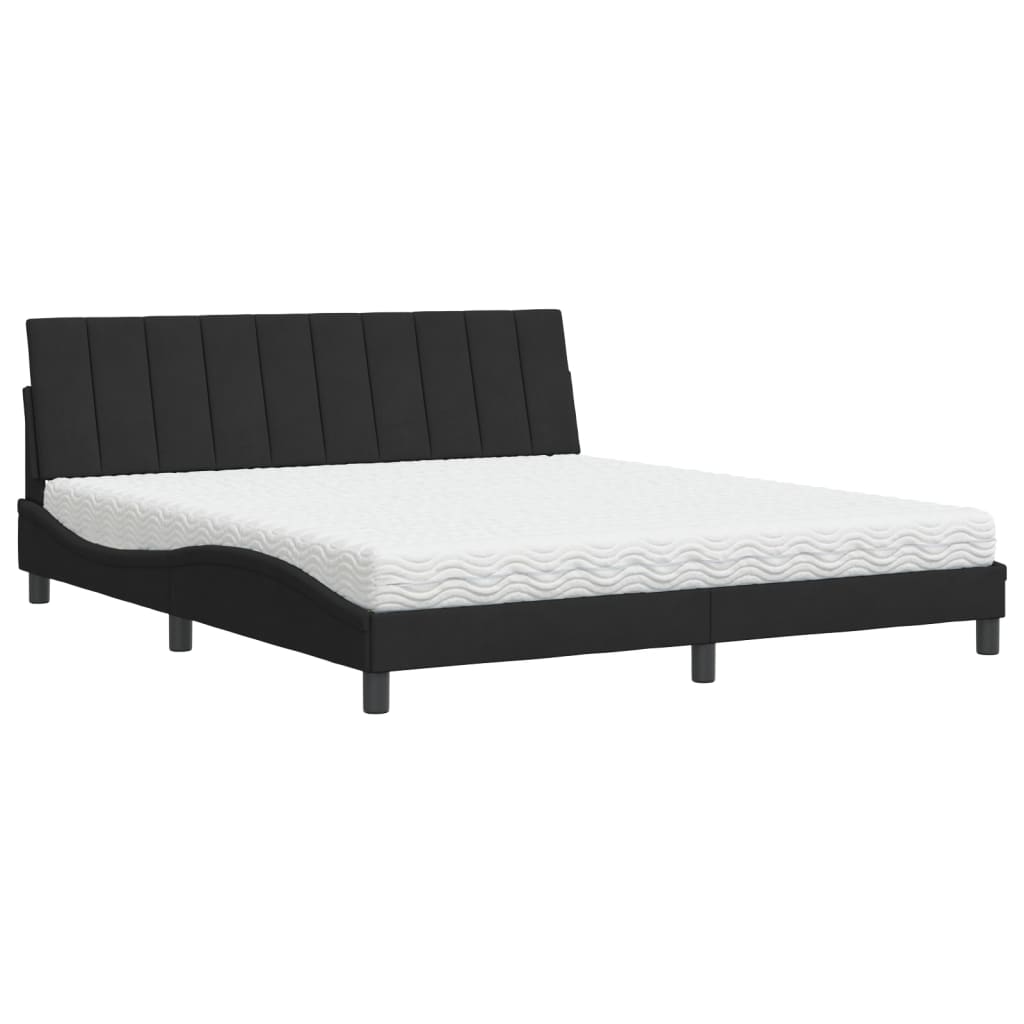 Letto con Materasso Hanko Nero 180x200 cm in Velluto - homemem39