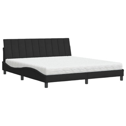 Letto con Materasso Hanko Nero 180x200 cm in Velluto - homemem39