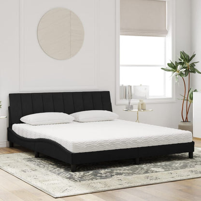 Letto con Materasso Hanko Nero 180x200 cm in Velluto - homemem39