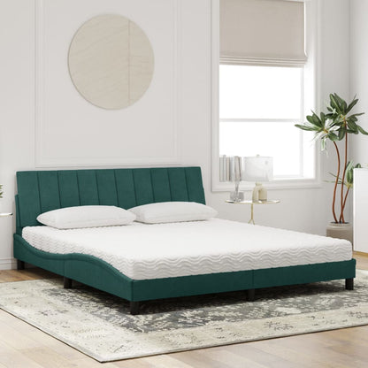 Letto con Materasso Hanko Verde Scuro 180x200 cm in Velluto