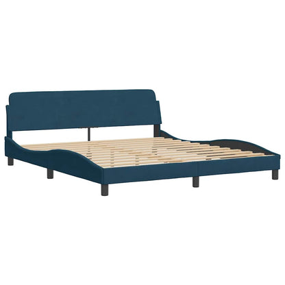Letto con Materasso Hanko Blu 180x200 cm in Velluto