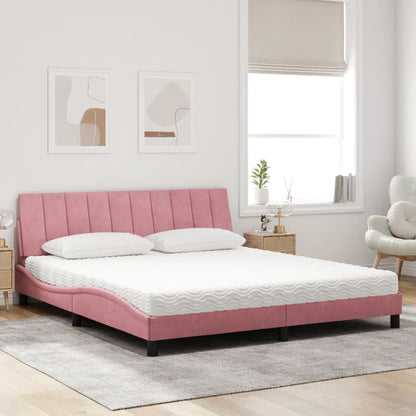 Letto con Materasso Hanko Rosa 180x200 cm in Velluto
