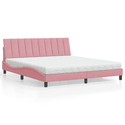 Letto con Materasso Hanko Rosa 180x200 cm in Velluto