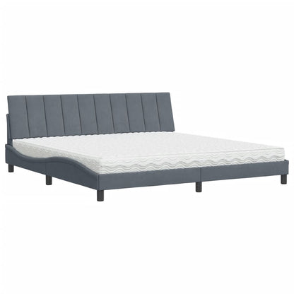 Letto con Materasso Hanko Grigio Scuro 200x200 cm Velluto - homemem39