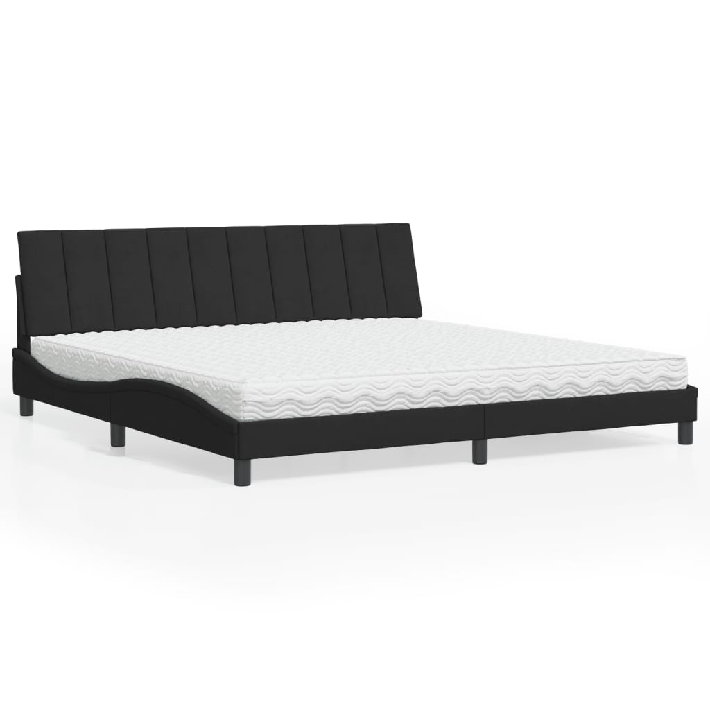 Letto con Materasso Hanko Nero 200x200 cm in Velluto - homemem39