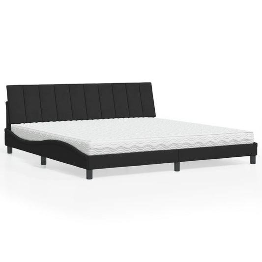 Letto con Materasso Hanko Nero 200x200 cm in Velluto - homemem39