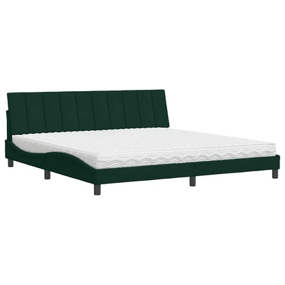 Letto con Materasso Hanko Verde Scuro 200x200 cm Velluto
