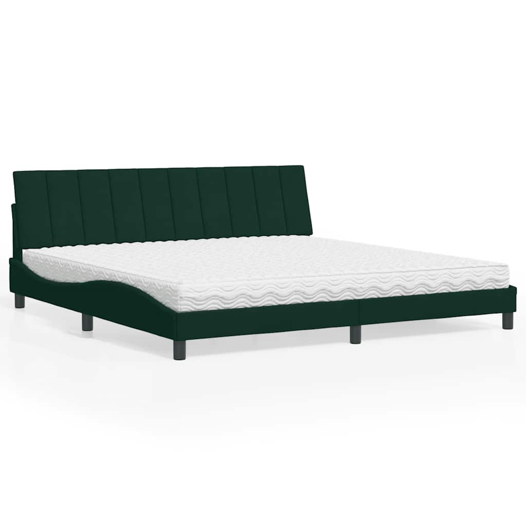 Letto con Materasso Hanko Verde Scuro 200x200 cm Velluto