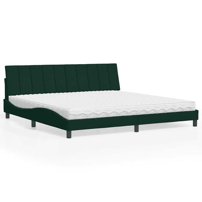 Letto con Materasso Hanko Verde Scuro 200x200 cm Velluto