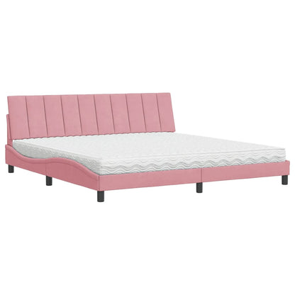 Letto con Materasso Hanko Rosa 200x200 cm in Velluto