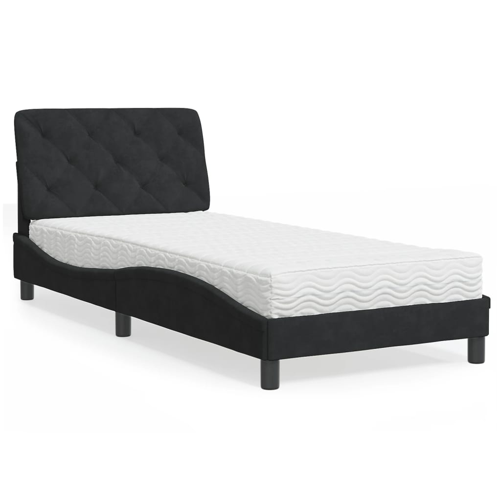 Letto con Materasso Nero 80x200 cm in Velluto - homemem39
