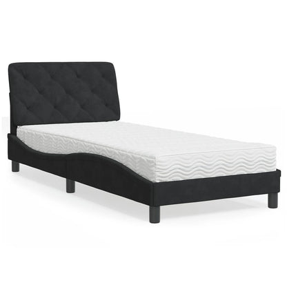 Letto con Materasso Nero 80x200 cm in Velluto - homemem39