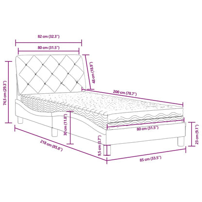 Letto con Materasso Blu 80x200 cm in Velluto