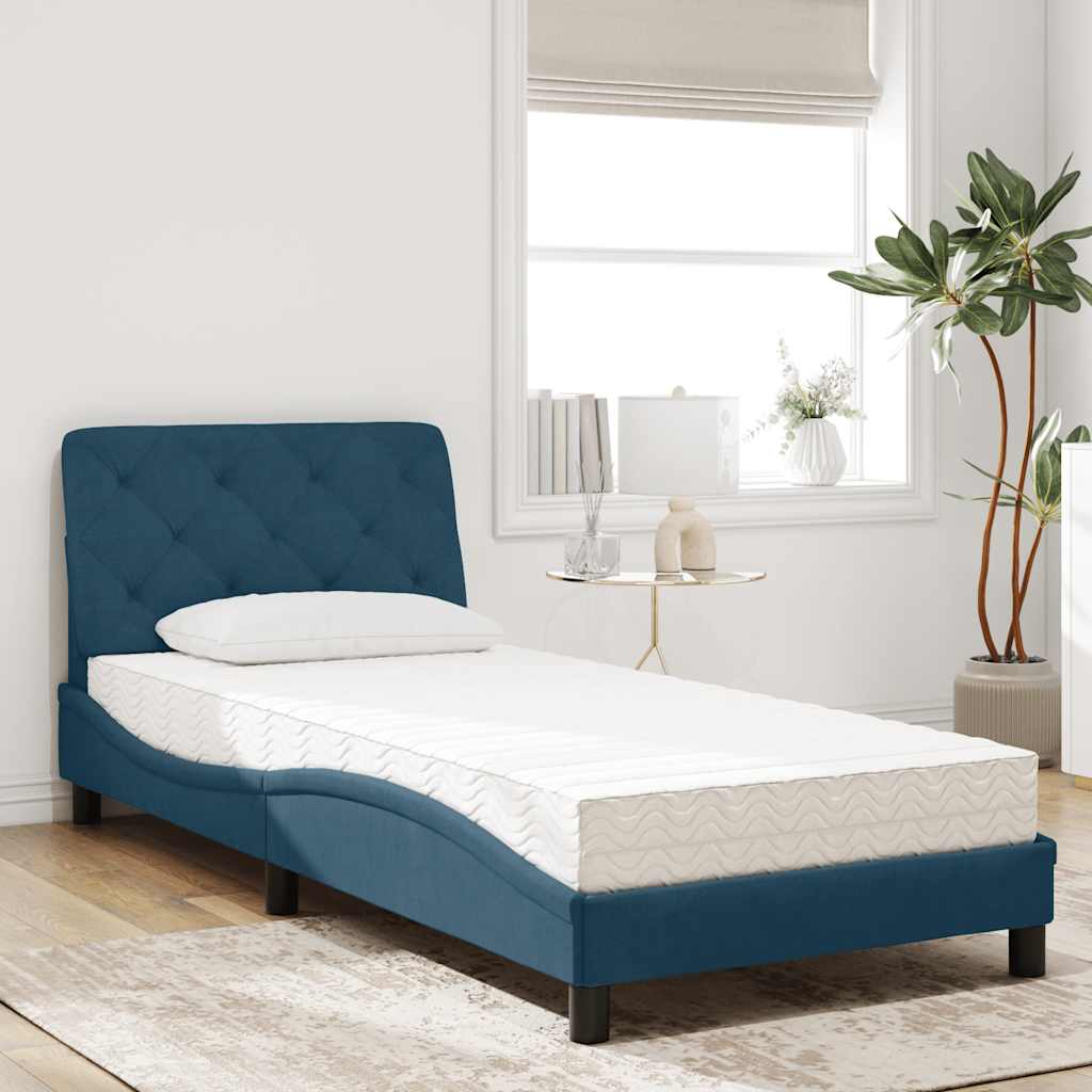 Letto con Materasso Blu 80x200 cm in Velluto