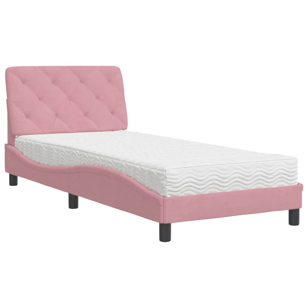 Letto con Materasso Rosa 80x200 cm in Velluto - homemem39